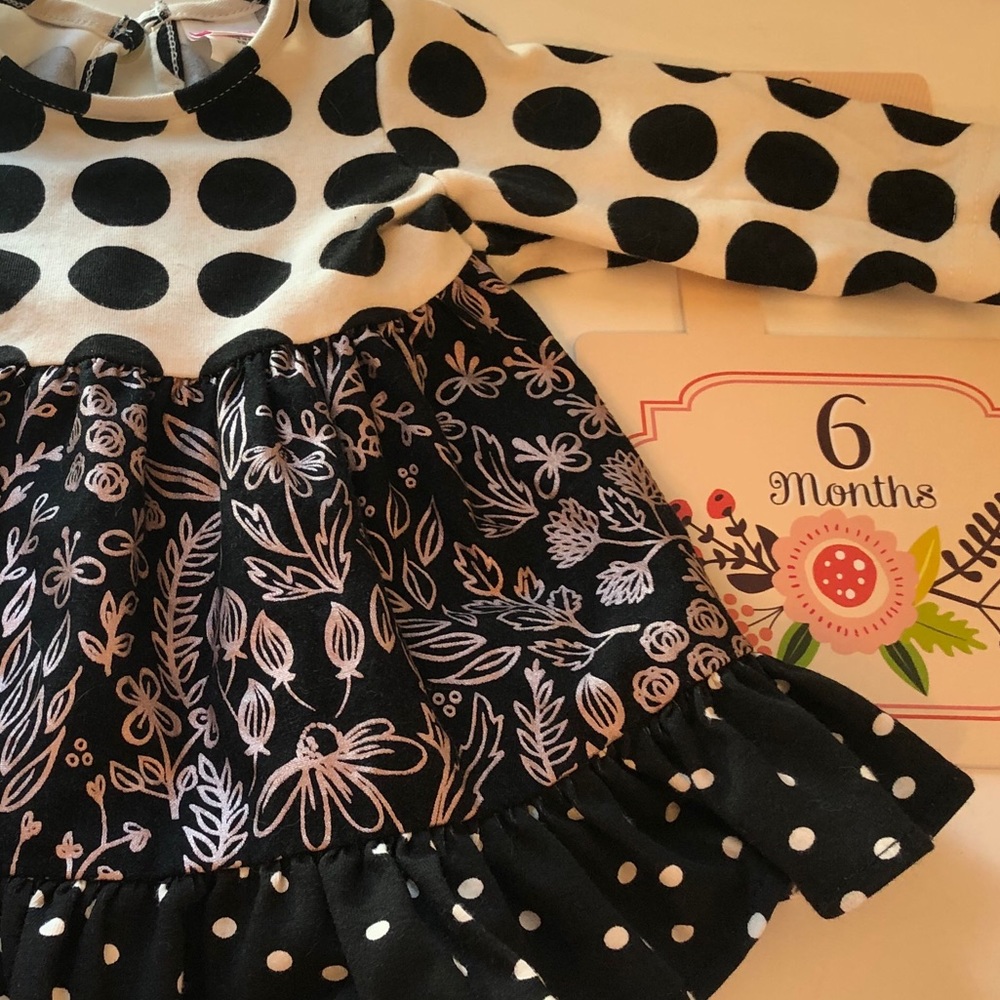 Ricrac& Ruffles Polka Dot & Pattern Baby 3-6 Dress